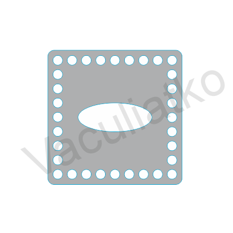 Štvorec 14cm - dierka 1cm (hr. 4mm) vreckovník diera 7,7x3cm