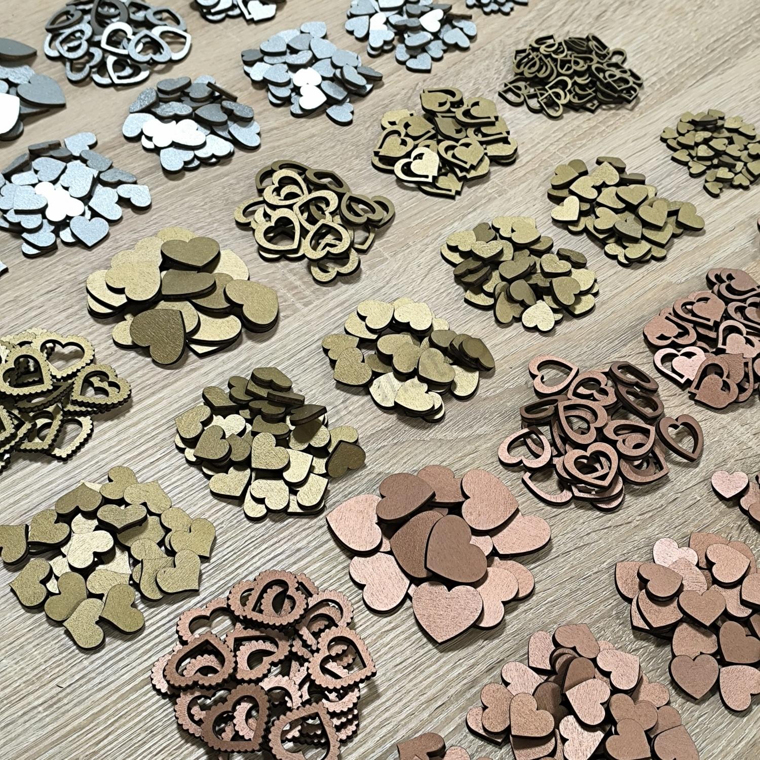 Drevený výrez - srdce 10x10mm 50ks F-svetlá ružová
