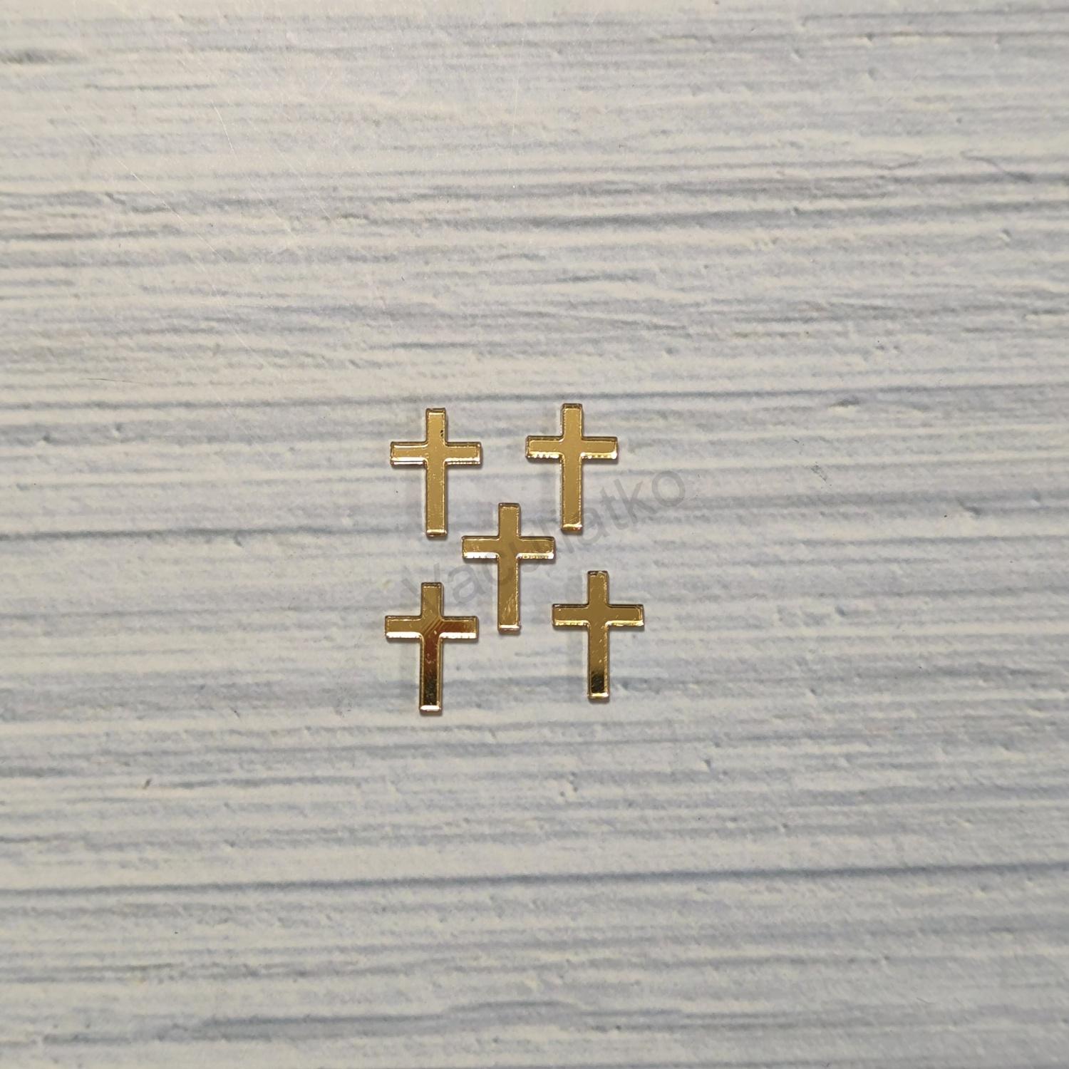 Zrkadlové plexi - krížik 1,1x1,5cm 5ks (F-zlatá, hr.2mm)