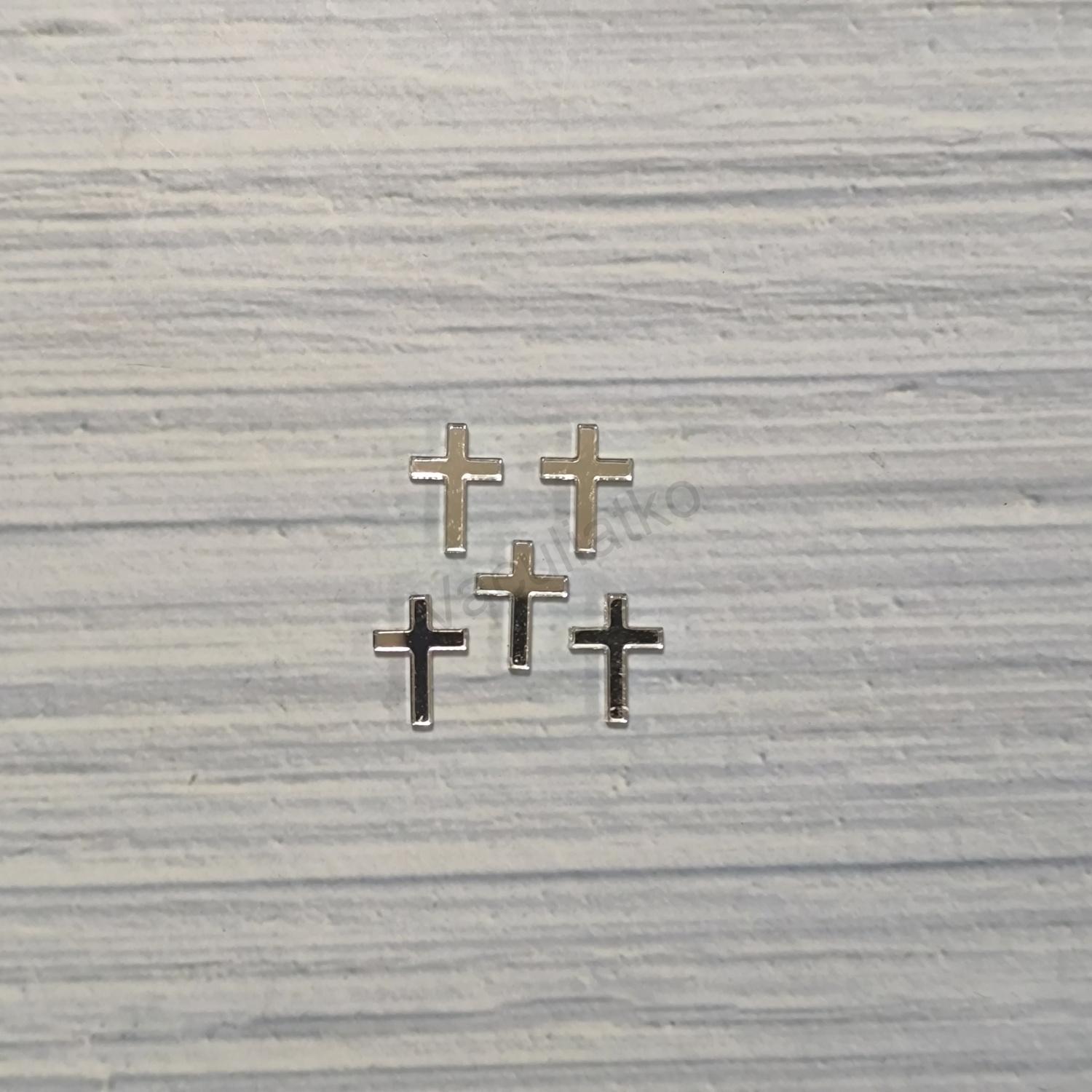 Zrkadlové plexi - krížik 1,1x1,5cm 5ks (F-strieborná, hr.2mm)