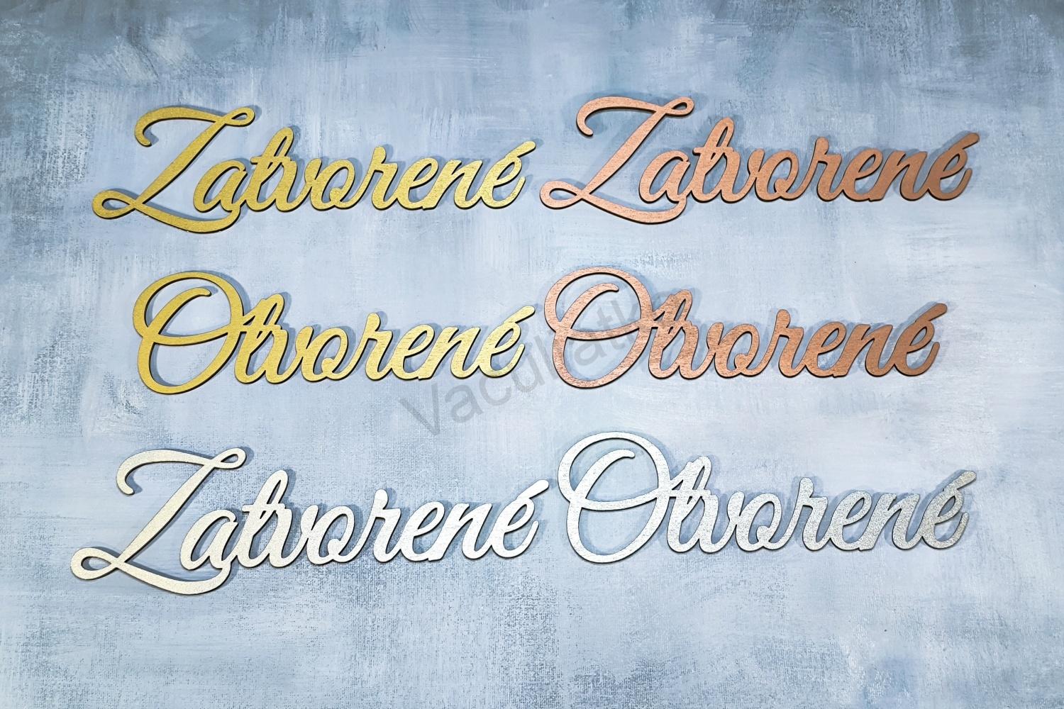 Nápis - Otvorené 24x7,5cm strieborný