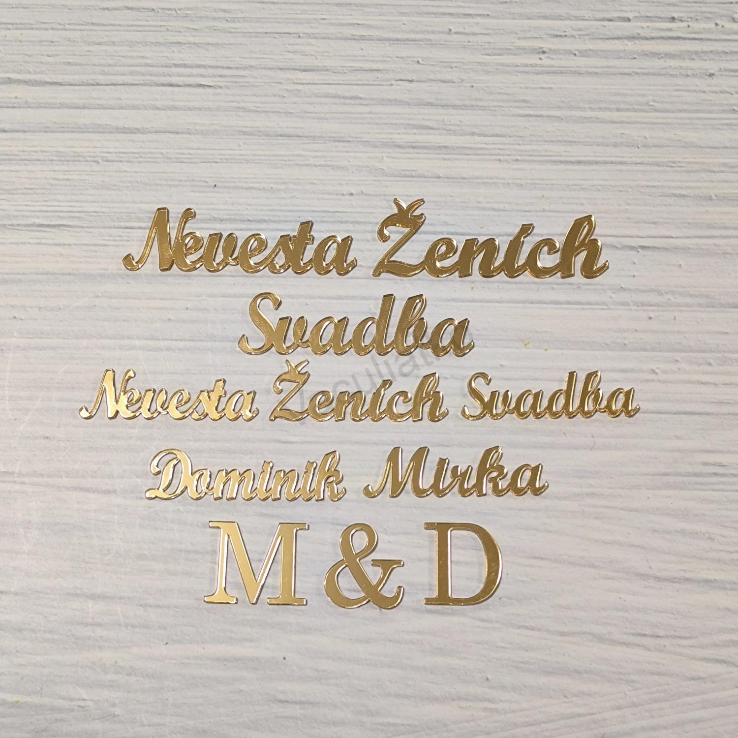 Zrkadlové plexi - visačka macko s textom 5cm (F-zlatá, hr.2mm, jednostranné prevedenie, 1ks)