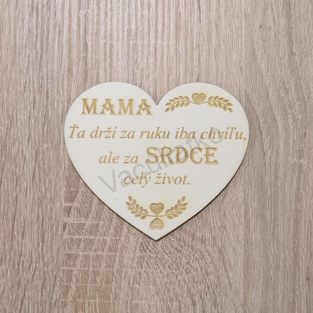 Drevená dekorácia - srdce s textom "MAMA..." 10x8,5cm 