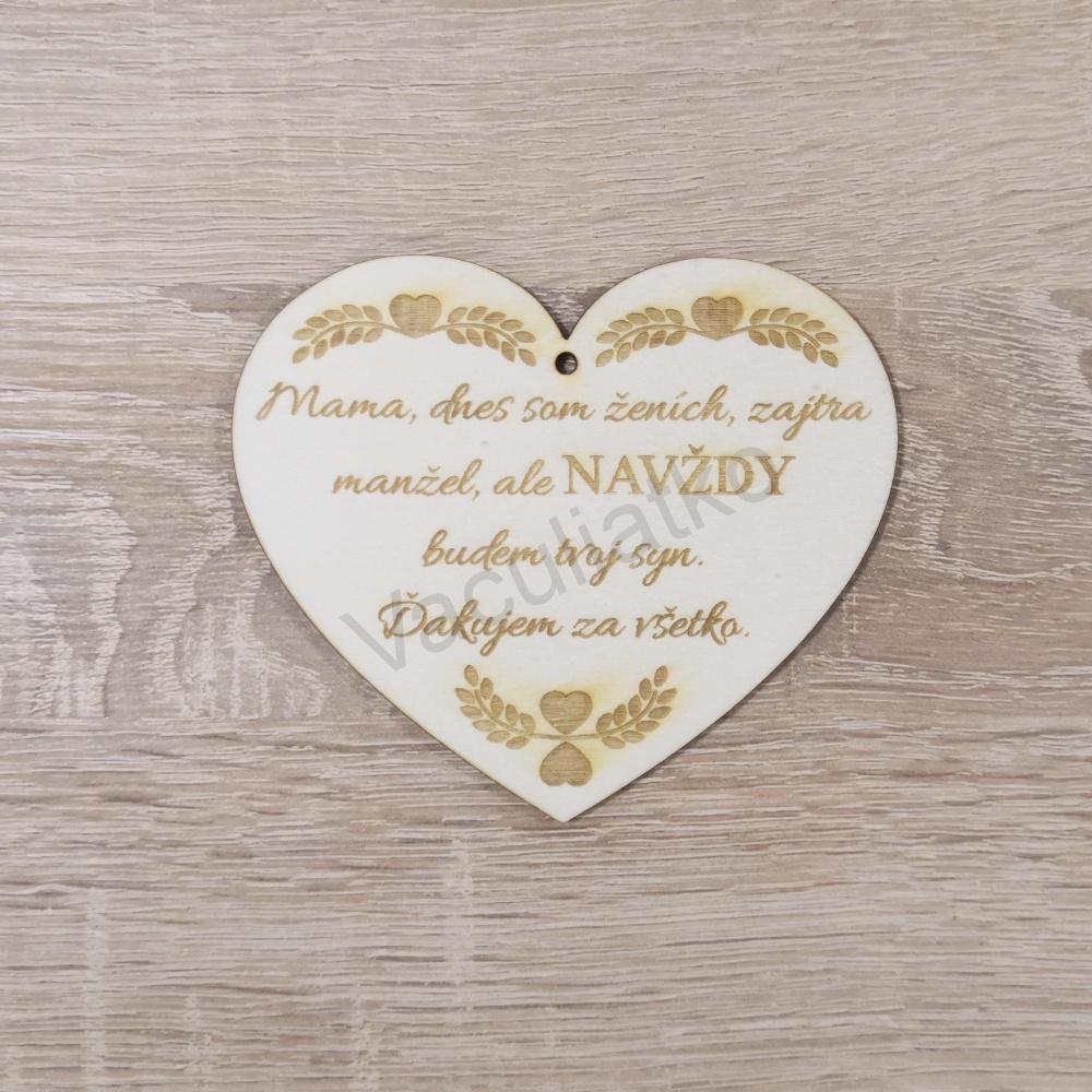 Drevená dekorácia - srdce s textom "Mama - syn..." 10x8,5cm dierka
