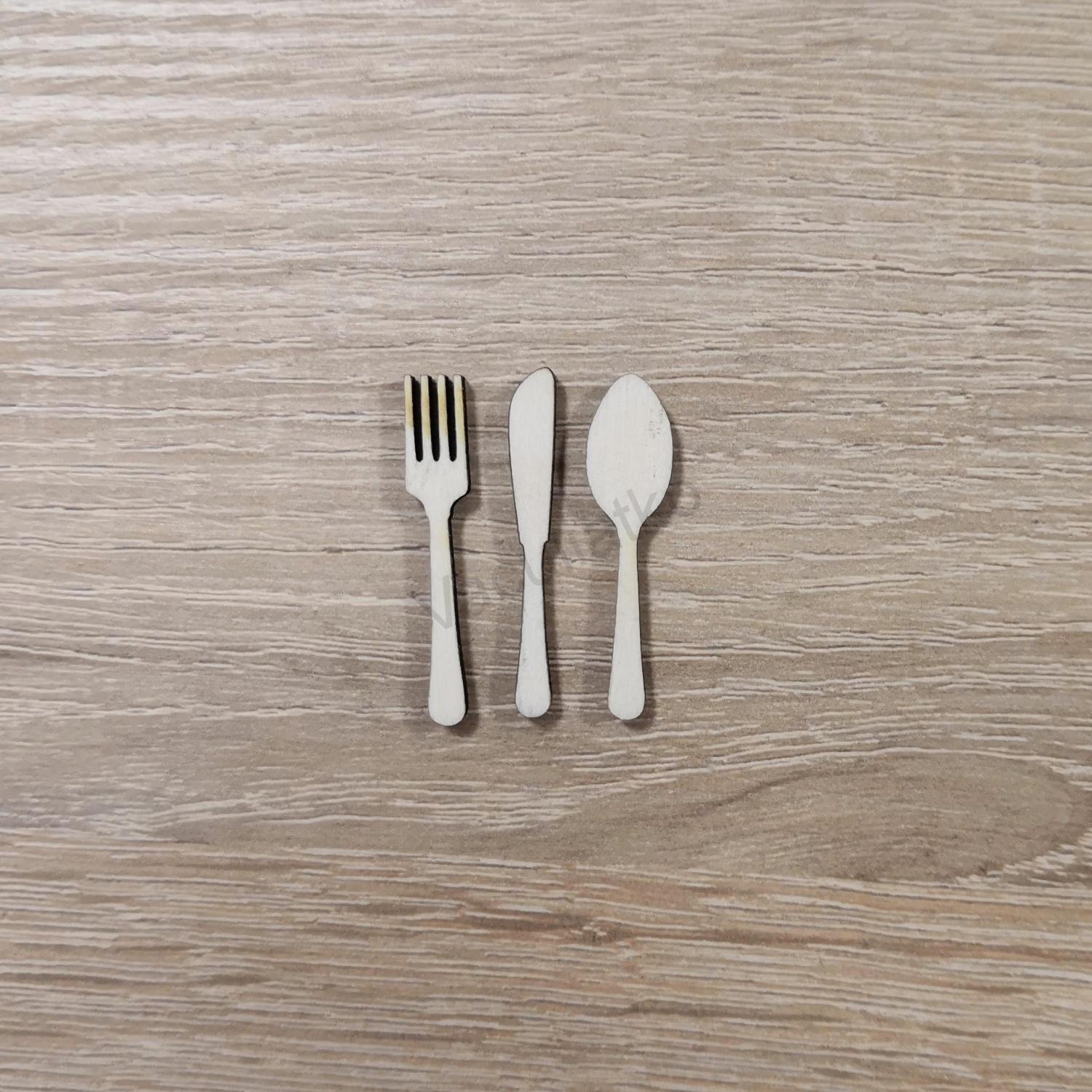 Drevený výsek - príbor 3,5cm sada 3ks