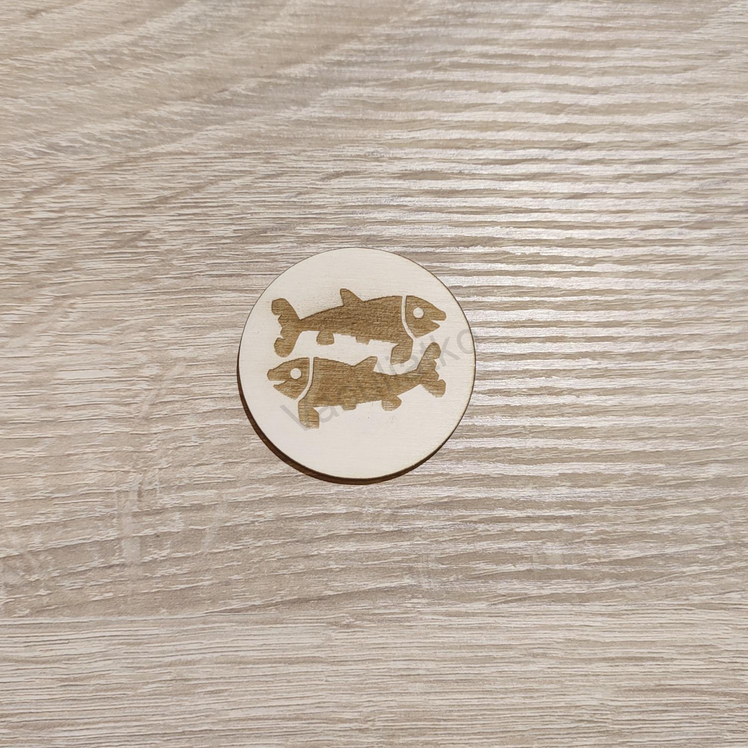 Drevený výrez kruh 5cm - ryby
