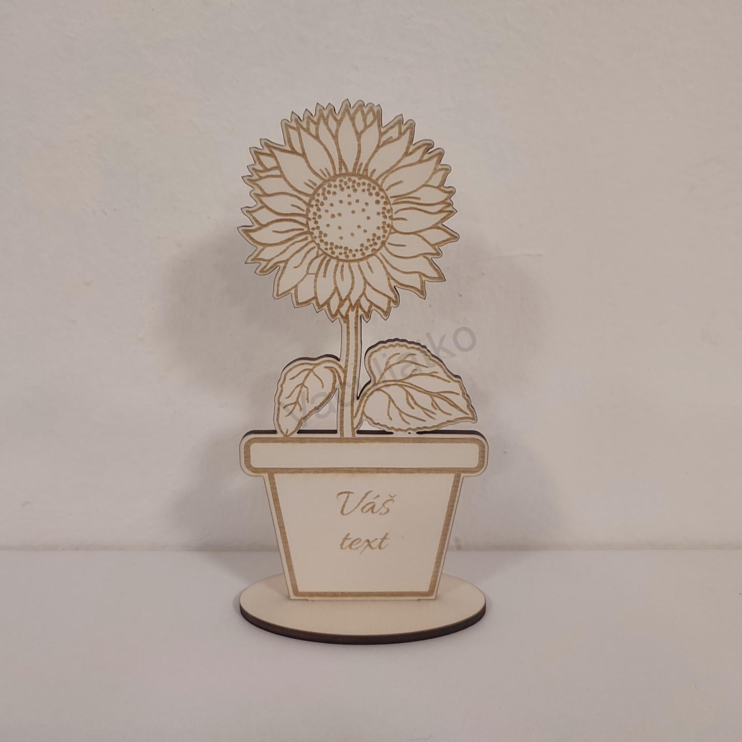 Drevená dekorácia - kvet s textom 9x17cm "Váš text podľa želania"