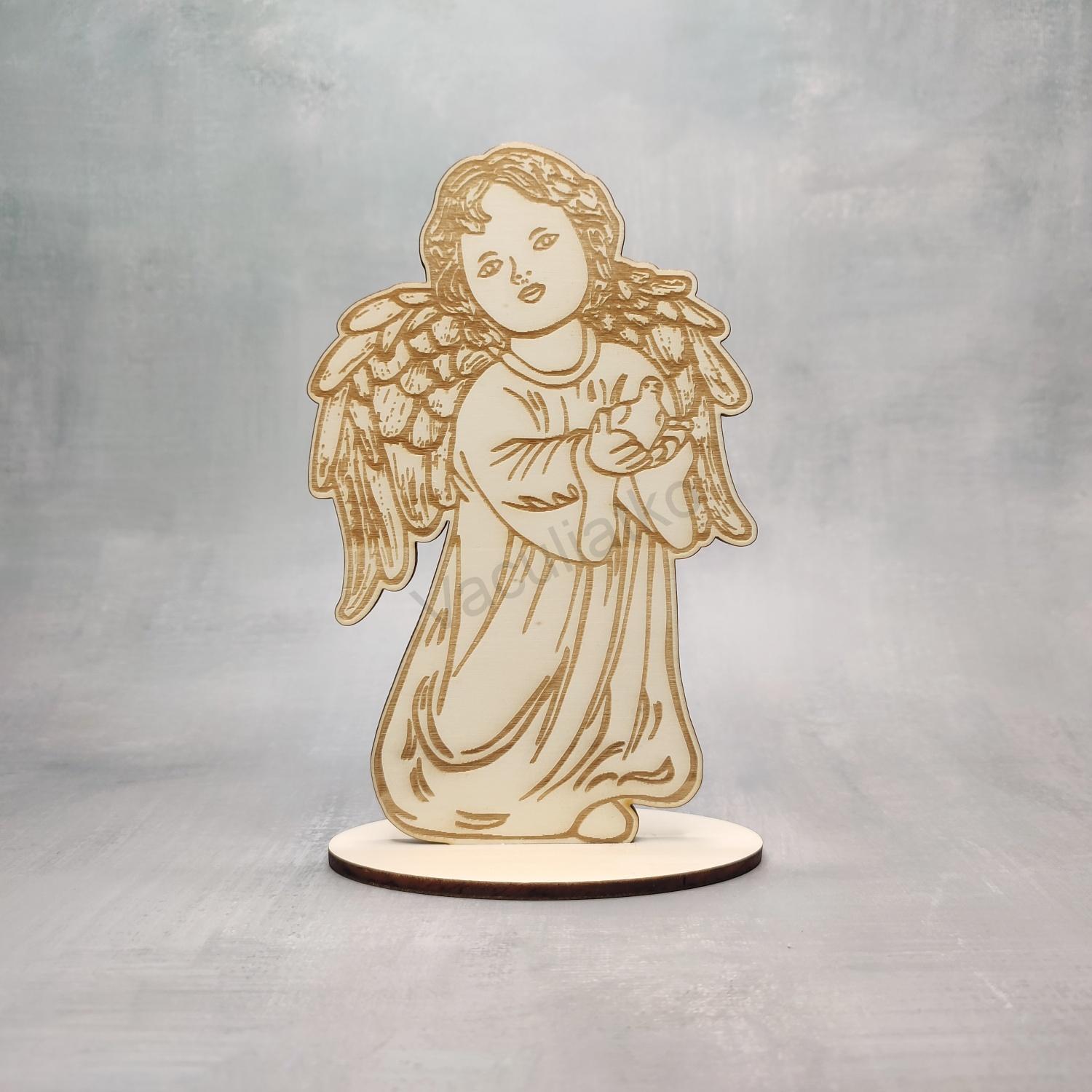 Drevená dekorácia - anjel 9,5x15cm (grav.)