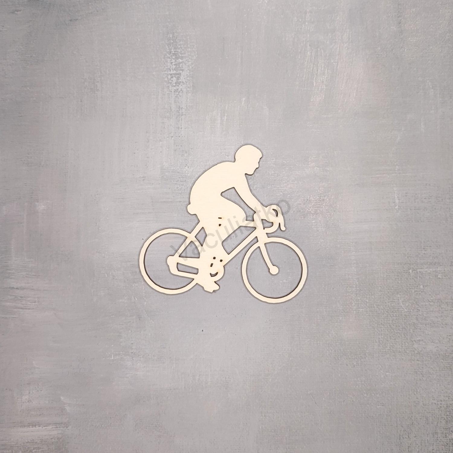Drevený výrez - Bicykel, cyklista 10x9cm