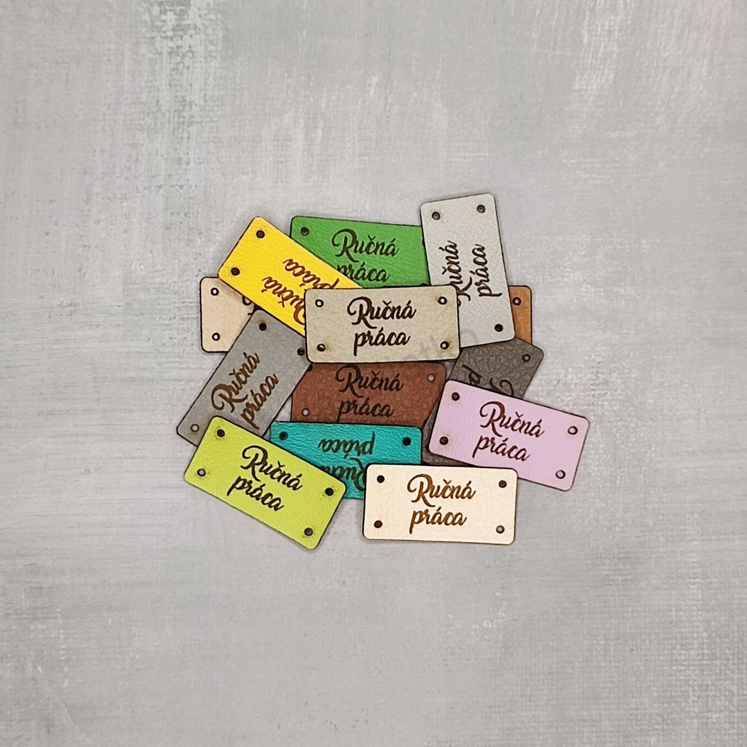 Koženkový štítok 3x1,5cm - Ručná práca 5ks (v1)
