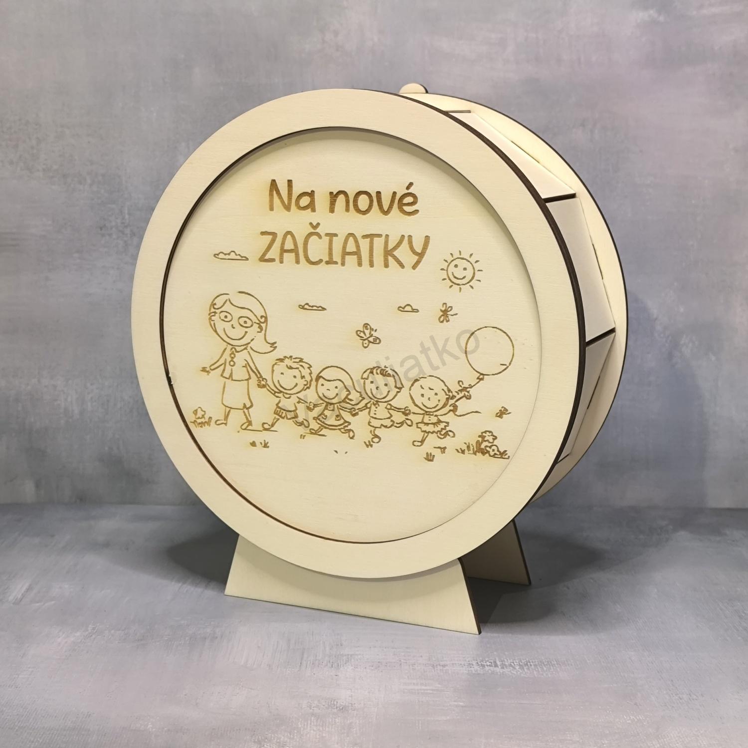 Drevená dekorácia, pokladnička - Učiteľka (mama) 1ks priemer 20cm