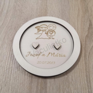 Drevená tácka na obrúčky - kruh 15cm