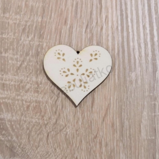 Drevený výrez - srdce zdobené 5cm (gravírované)
