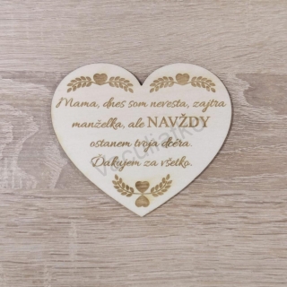 Drevená dekorácia - srdce s textom "Mama - dcéra..." 10x8,5cm