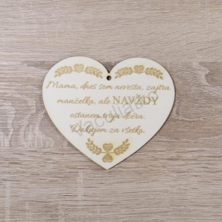 Drevená dekorácia - srdce s textom "Mama - dcéra..." 10x8,5cm dierka