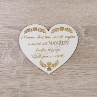 Drevená dekorácia - srdce s textom "Mama - syn..." 10x8,5cm