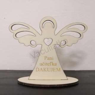 Drevená dekorácia - anjel s textom 12x10cm "Pani učiteľka Ďakujem"