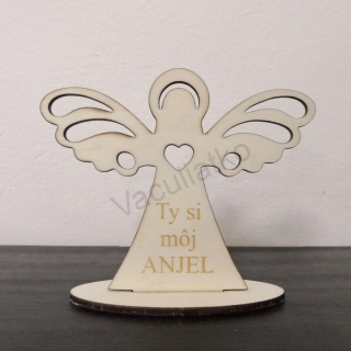 Drevená dekorácia - anjel s textom 12x10cm "Ty si môj anjel"