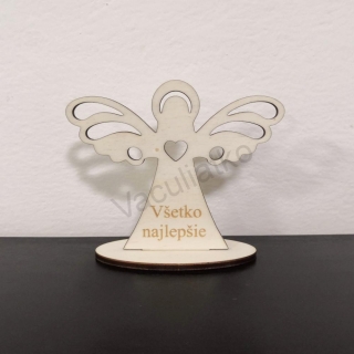 Drevená dekorácia - anjel s textom 12x10cm "Všetko najlepšie"