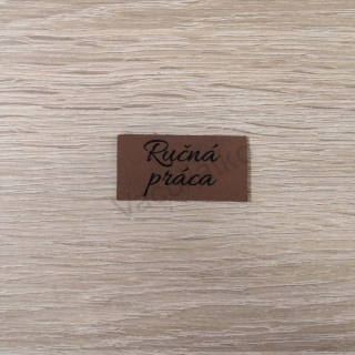 Kožený štítok 4x2cm - Ručná práca (hnedy)