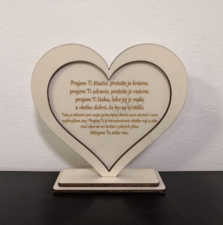 Drevená dekorácia - srdce s textom Prajem Ti ... (pre ženu) 15cm