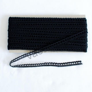 Čipka paličkovaná bavlnená 8 mm - čierna