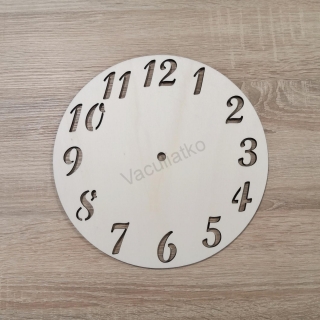 Drevené hodiny (polotovar) 20cm rezané čísla (hr.4mm)