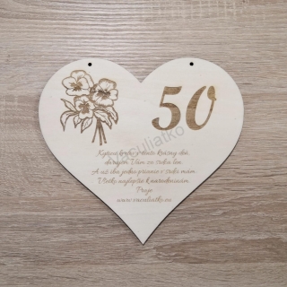 Drevená dekorácia - srdce 20x18cm s textom, kvet, narodeniny (hr. 4mm)