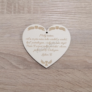 Drevená dekorácia - srdce s textom "Milý tatino..." 10x9cm (hr. 4mm)