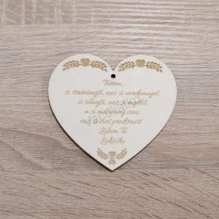 Drevená dekorácia - srdce s textom "Tatino... s menom" 10x9cm (hr. 4mm)