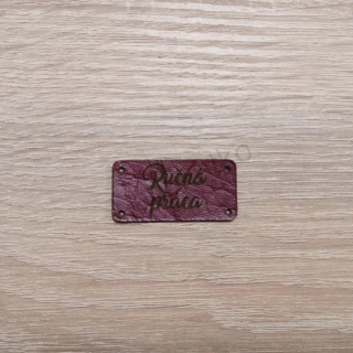 Koženkový štítok 4x2cm - Ručná práca (farba 17)