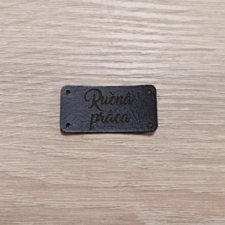 Koženkový štítok 4x2cm - Ručná práca (farba 21)
