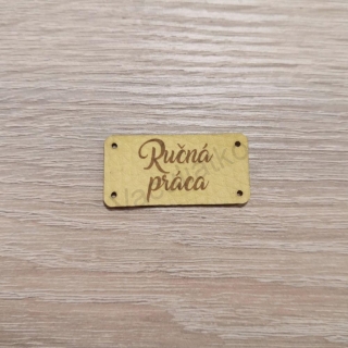 Koženkový štítok 4x2cm - Ručná práca (farba 22)