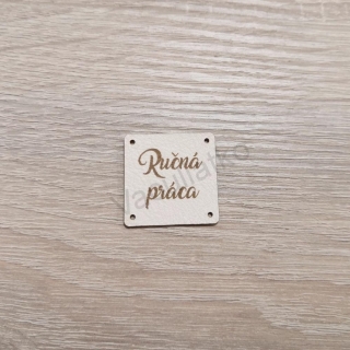 Koženkový štítok 3x3cm - Ručná práca (farba 1)