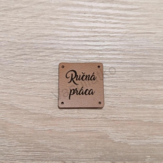 Koženkový štítok 3x3cm - Ručná práca (farba 4)