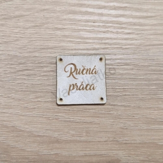 Koženkový štítok 3x3cm - Ručná práca (farba 7)