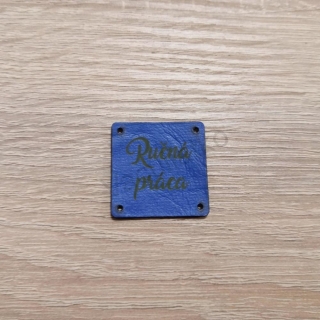 Koženkový štítok 3x3cm - Ručná práca (farba 13)