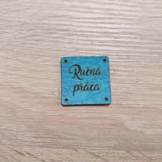 Koženkový štítok 3x3cm - Ručná práca (farba 15)