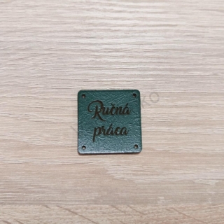 Koženkový štítok 3x3cm - Ručná práca (farba 16)