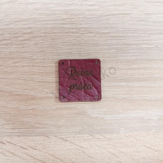 Koženkový štítok 3x3cm - Ručná práca (farba 17)