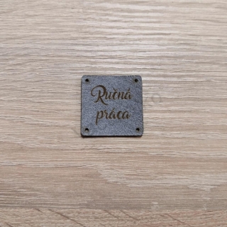 Koženkový štítok 3x3cm - Ručná práca (farba 18)