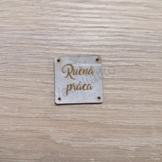 Koženkový štítok 3x3cm - Ručná práca (farba 19)