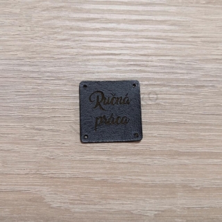 Koženkový štítok 3x3cm - Ručná práca (farba 21)