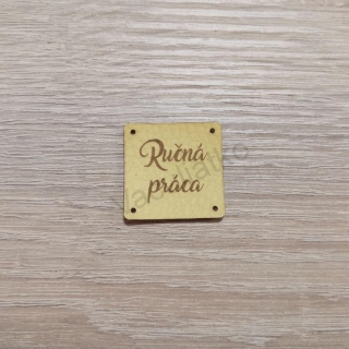 Koženkový štítok 3x3cm - Ručná práca (farba 22)