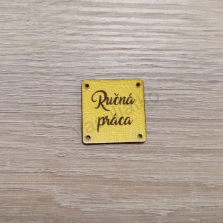 Koženkový štítok 3x3cm - Ručná práca (farba 23)