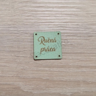 Koženkový štítok 3x3cm - Ručná práca (farba 24)
