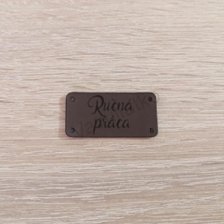 Koženkový štítok 4x2cm - Ručná práca (farba 27)