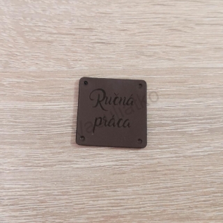 Koženkový štítok 3x3cm - Ručná práca (farba 27)