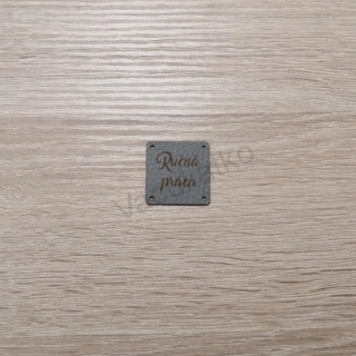 Koženkový štítok 3x3cm - Ručná práca (farba 29)