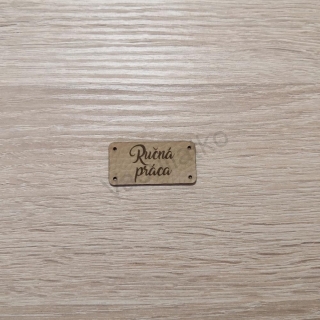 Koženkový štítok 4x2cm - Ručná práca (farba 28)